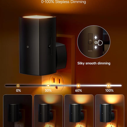 Night Lights 2 Pack, Rotating Plug, Amber Warm Light, Dusk to Dawn Sensor, Dimmable