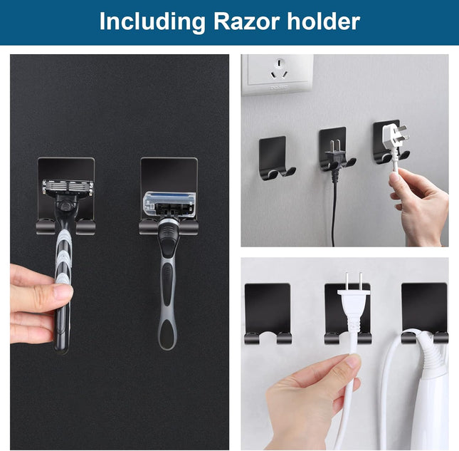 Premium Razor & Towel Holder – 304 Stainless Steel, Heavy Duty, Black