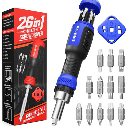 26in1 Ratcheting Screwdriver Set with CRV Bits for Home Bike Computer Repair