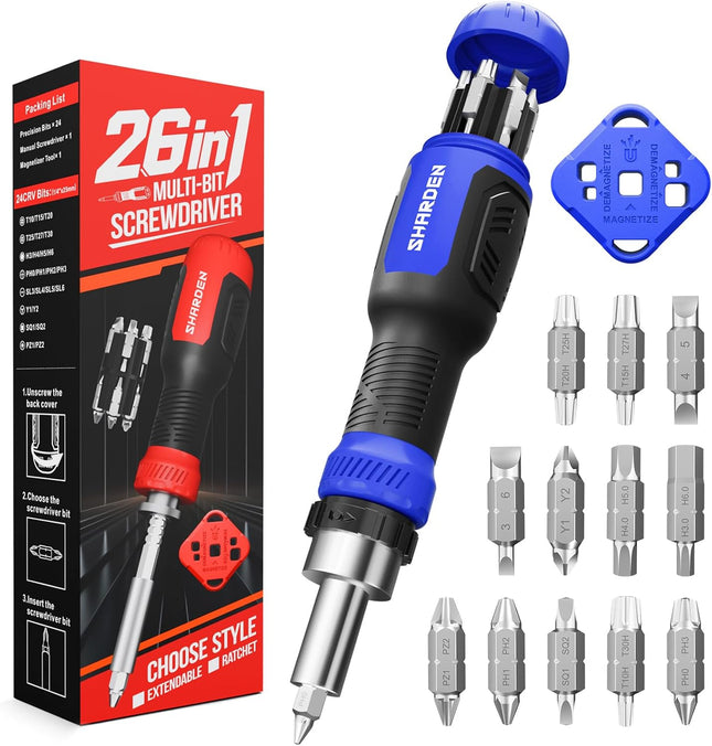 26in1 Ratcheting Screwdriver Set with CRV Bits for Home Bike Computer Repair