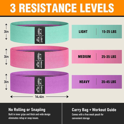 Fabric Resistance Bands for Workouts: Booty Bands for Legs, Glutes, Pilates & Yoga
