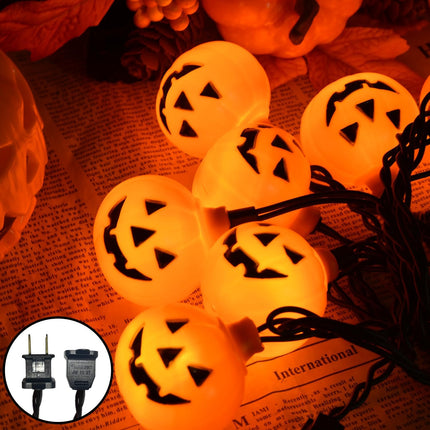 8.5FT Halloween LED Pumpkin String Lights, 10 Jack-O-Lantern Lights, Indoor Outdoor