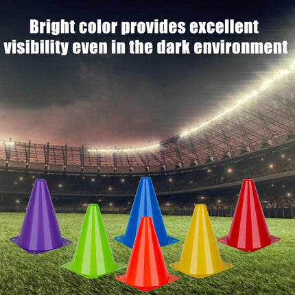 24 Pack 7-Inch Sports Training Cones, 6 Colours, Stackable Plastic Markers with Mesh Bag