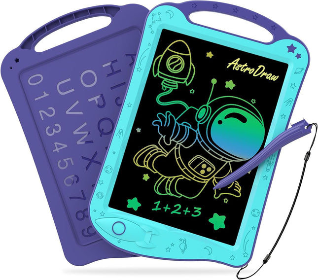 Astrodraw LCD Writing Tablet – Colorful Doodle Pad for Toddlers, Birthday Gift (Aqua/Purple)