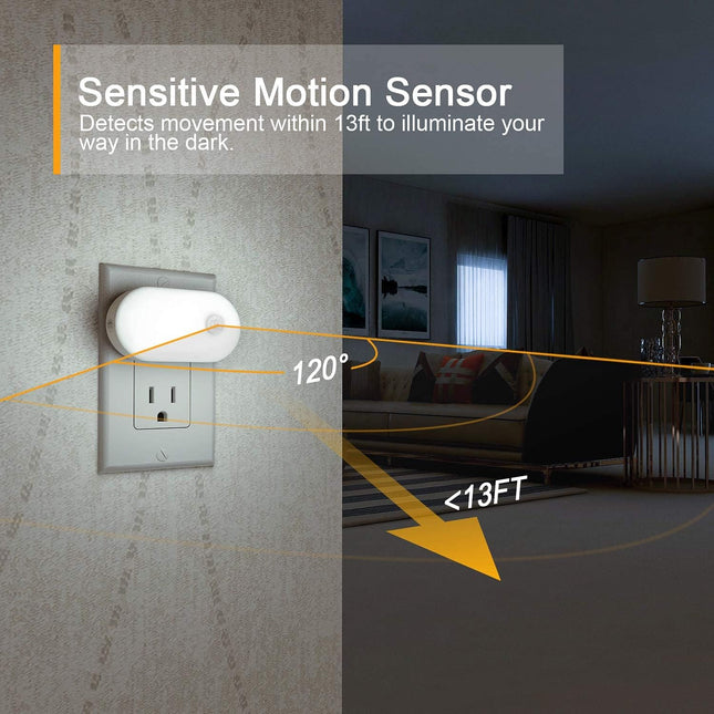 2-Pack Motion Sensor Night Lights – 120LM LED, Adjustable Brightness for Home