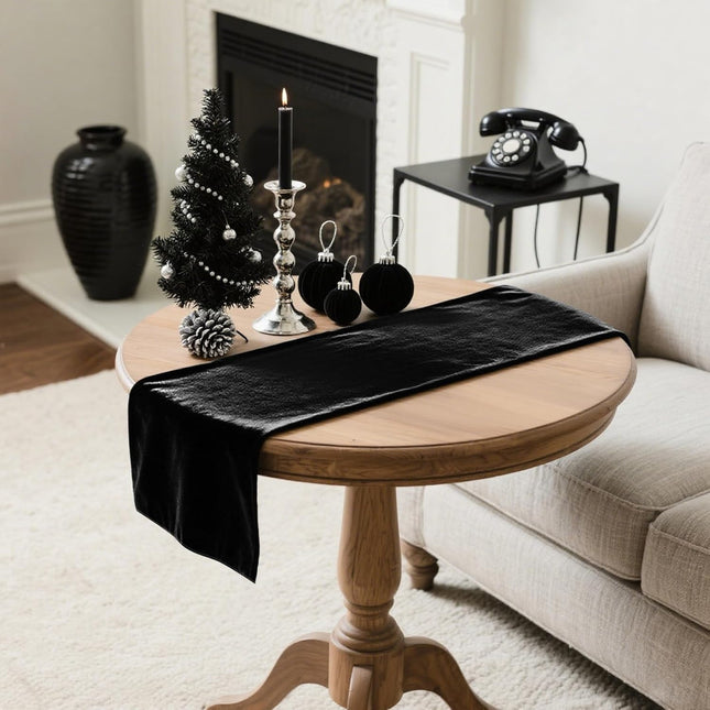 Black Velvet Table Runner 36" – Luxury Christmas & Thanksgiving Decor
