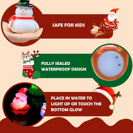 6-Pack Christmas Bath Toys – Light-Up Floating Toys for Toddlers 1-3, Fun Bath Time for Kids