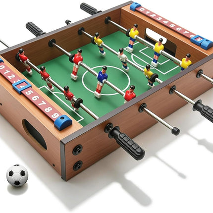 Mini Foosball Table Soccer Game, Wooden Tabletop Football Set with Balls