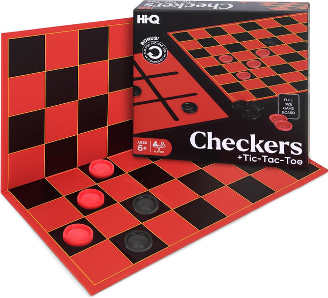 HI-Q Checkers & Tic-Tac-Toe – Classic Strategy Board Game for Kids & Family