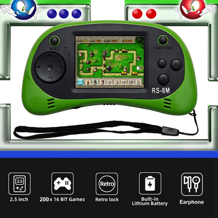 16-Bit Kids Handheld Game Console, 2.5” Screen, 200 Mini Retro Games