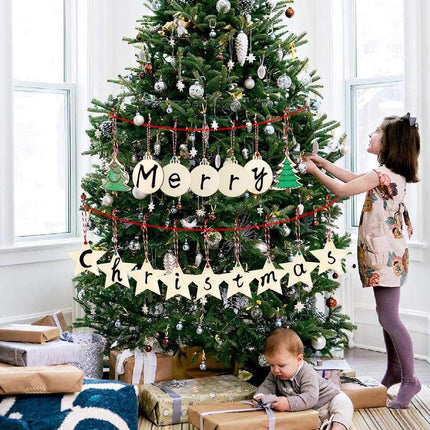 40PCS Unfinished Wooden Christmas Ornaments – DIY Craft Slices with Hanging Holes