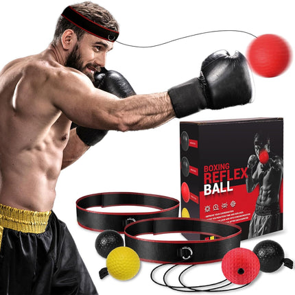 Boxing Reflex Ball Headband Set with 4 Balls for Speed Training Beginners