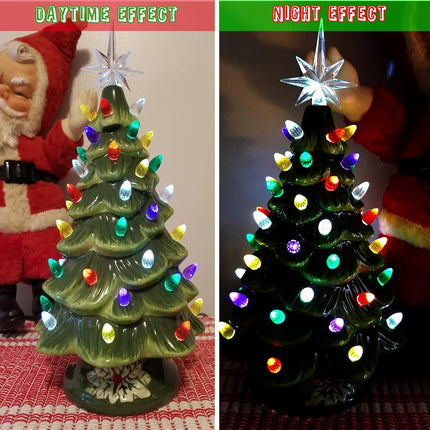 Ceramic Christmas Tree Replacement Bulbs Set – 117 Multicolor Lights + 5 Star Toppers