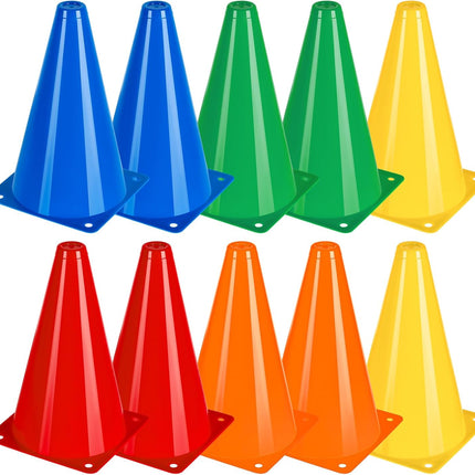 7-Inch Plastic Training Traffic Cones, 5 Colours for Sports, Agility and Outdoor Games
