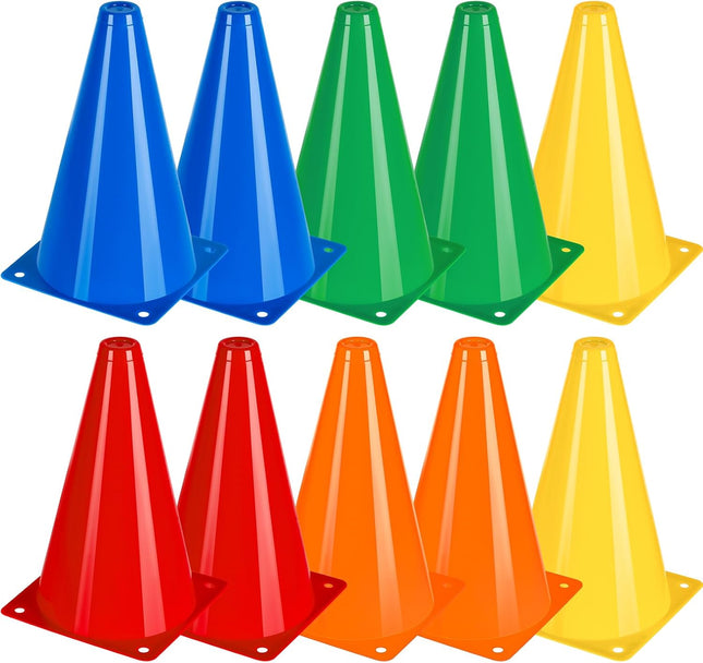 7-Inch Plastic Training Traffic Cones, 5 Colours for Sports, Agility and Outdoor Games