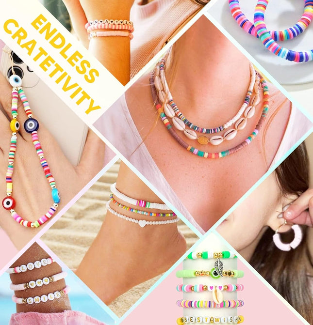 5000PCS Polymer Clay Beads & Charms – DIY Bracelet Kit for Beginners