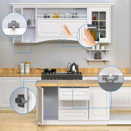 4-Pack Magnetic Push-to-Open Cabinet Latches, Black Touch Release Hardware