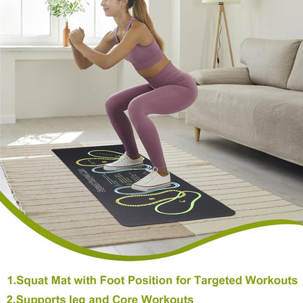 Large Squat Target Mat – 4mm Thick Exercise Mat with Foot Positioning Guide