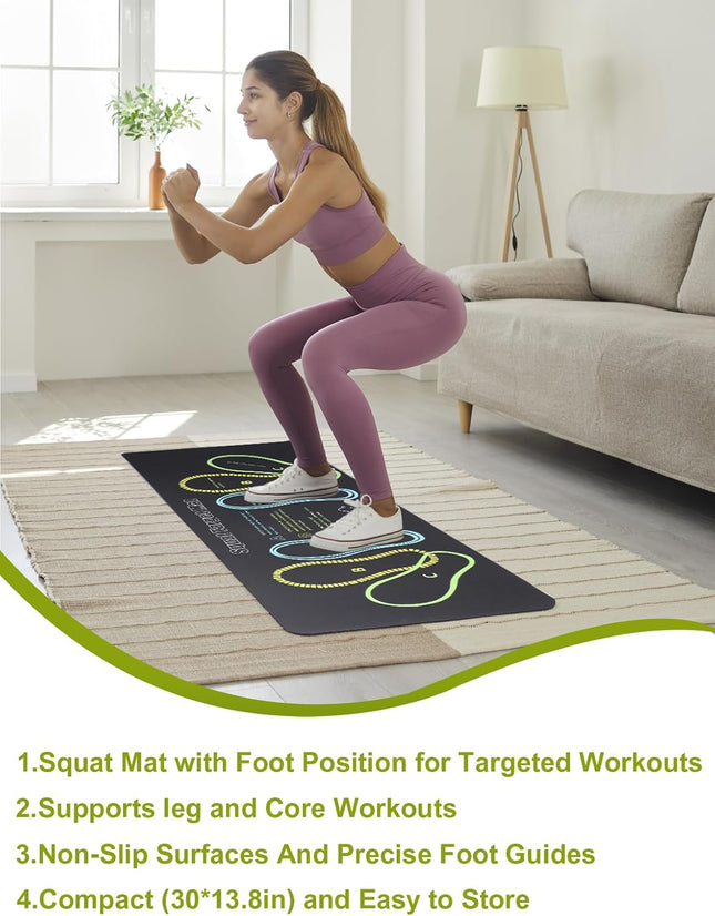Large Squat Target Mat – 4mm Thick Exercise Mat with Foot Positioning Guide