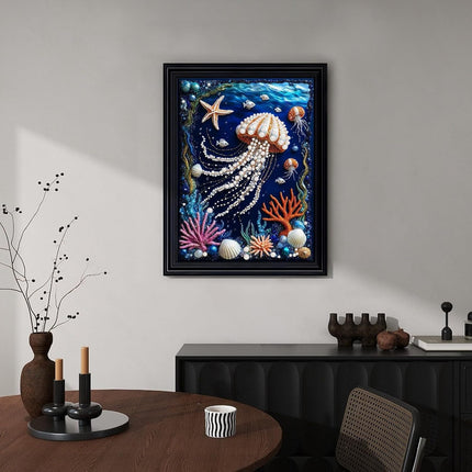 5D Pearl Diamond Painting Kit for Adults, 12x16in Beach Shell Special Shape Art
