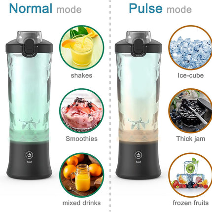 Portable Blender 20oz Cordless Personal Smoothie Maker with 6 Blades, Black