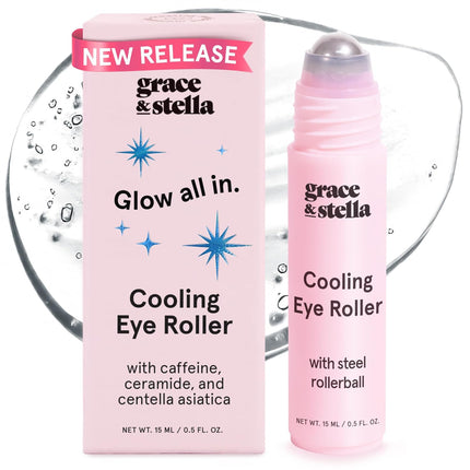 Under Eye Brightener with Cooling Rollerball – Ceramide & Caffeine Serum for Puffy Eyes (15ml)