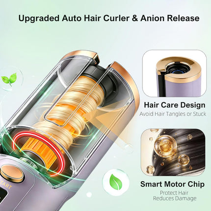 Cordless Automatic Curling Iron 6500mAh Battery Ceramic Hair Curler