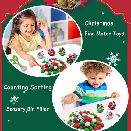 176PCS Christmas Sensory Bin Filler – Fine Motor Toys for Counting, Sorting & Winter Sensory Play
