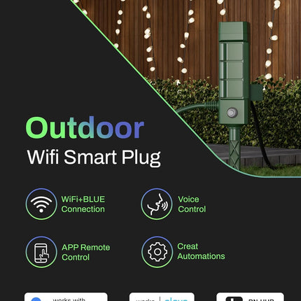 Waterproof WiFi Outdoor Outlet – 6 Outlets, Alexa & Google Compatible