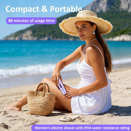 Electric Bikini Trimmer for Women – Waterproof, Gentle, Painless Razor in Purple