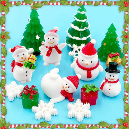 25pcs Christmas Mini Figurines – Resin Santa, Snowman & Animal Ornaments