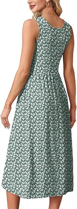 Women’s Summer Dress Loose Fit Casual Midi Sundress with Pockets