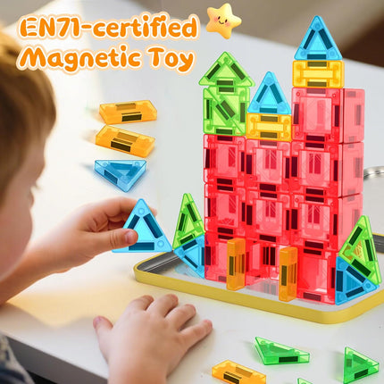 Mini Magnetic Tiles Travel Set – 32-Piece Montessori Building Toy for Kids 3-12