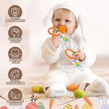 Easter Bunny Teething Toys – Silicone Egg & Carrot Baby Teether Gifts
