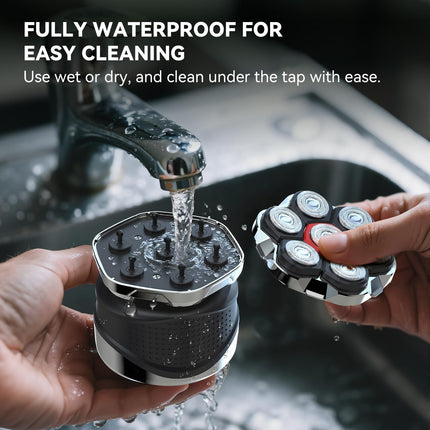 7D Rotary Electric Shaver for Men, IPX6 Waterproof, Type-C Fast Charge, LED Display & Case