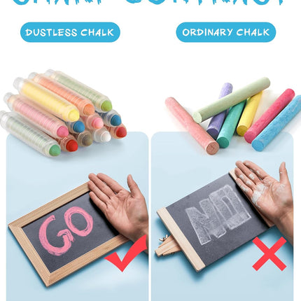 12PCS Dustless Sidewalk Chalk with Holder – Non-Toxic, Washable Kids Art