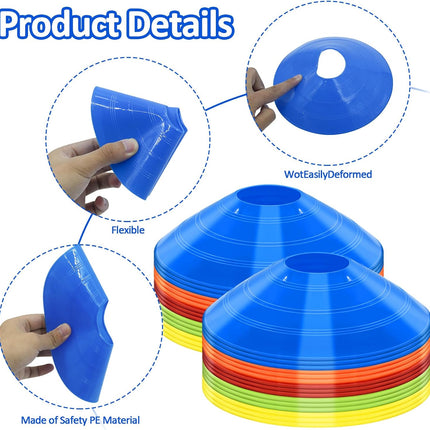Sports Training Cones, Disc Markers with Bag for Soccer Basketball Games