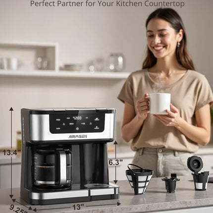 12 Cup Programmable Dual Coffee Maker K Cup Pod & Ground Coffee Machine