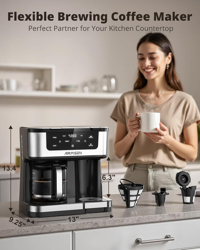 12 Cup Programmable Dual Coffee Maker K Cup Pod & Ground Coffee Machine