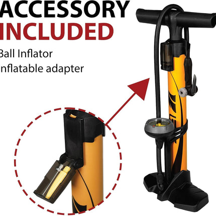 Bike Floor Pump 160 PSI, Durable Bicycle Pump with Reversible Presta & Schrader Valve