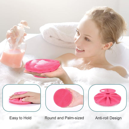 Silicone Body Scrubber – Handheld Shower Brush, Gentle Exfoliating, Pink