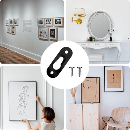 20 Pack Keyhole Hangers – Heavy Duty Metal Wall Brackets with 40 Screws, Black