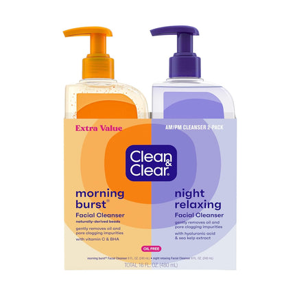 2-Pack Oil-Free Facial Cleanser with Citrus Scent for Day and Night Use (16 oz)
