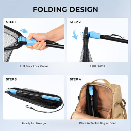 Triangle Fishing Net – Foldable, Lightweight, Strong, Non-Slip Handle