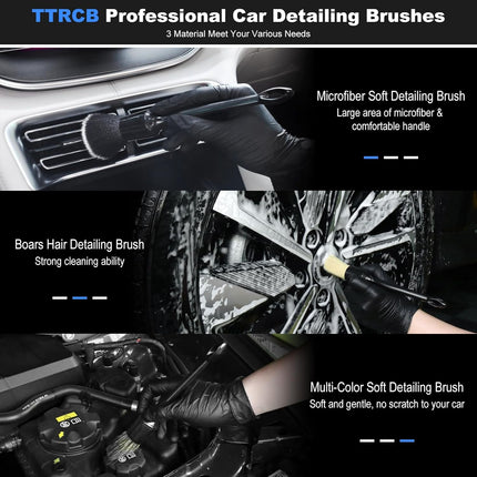 10PCS Car Detailing Cleaning Kit, Interior Brushes, Duster, Gel & Microfiber Cloth
