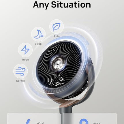 Quiet DC Pedestal Fan 9 Speeds Oscillating Adjustable Timer for Bedroom Home