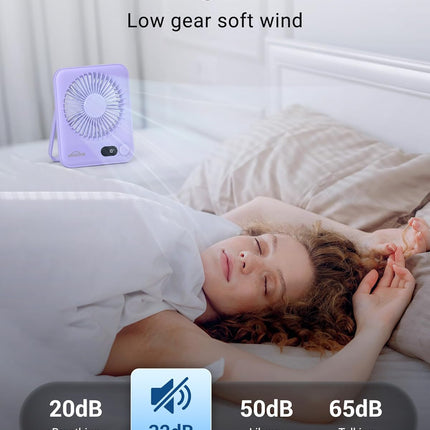 Small Desk Fan – 2000mAh Rechargeable Personal Fan, Quiet & Portable, Purple