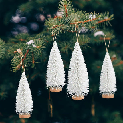 9PCS Mini Christmas Trees – Glitter Bottle Brush Tabletop Holiday Decor