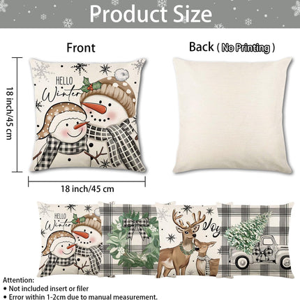 4PCS Xmas Pillow Covers 18x18 – Merry Christmas Plaid Farmhouse Throw Pillow Cases