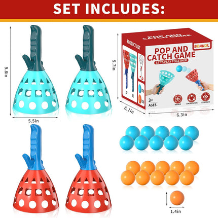 Pop Pass Catch Ball Game for Kids, Outdoor Toy with 20 Balls Ages 3–8+